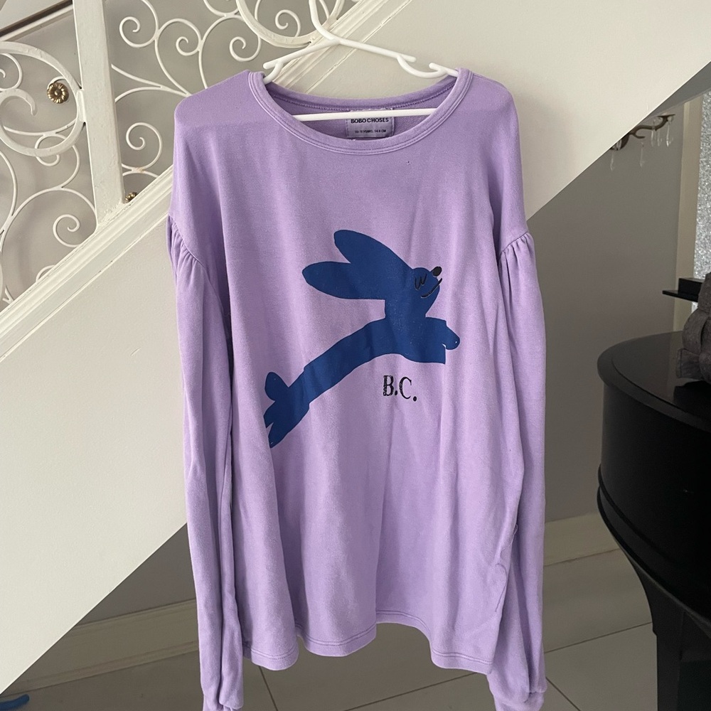 Bobo Choses Purple Long Sleeve Tee with Blue Graphic